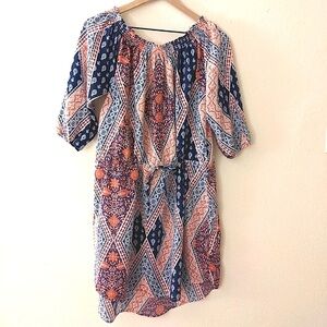 Almost Famous Tie Waist Paisley Mini Dress size Large